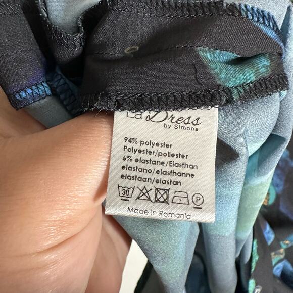 LaDress by Simone Women's Butterfly Black Blue Matching Set Size Small Floral - Picture 9 of 16